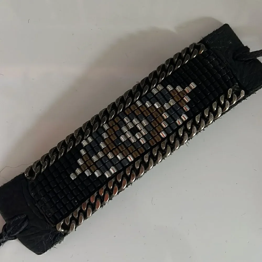 Beaded Thick Bracelet Leather Tie Bracelet